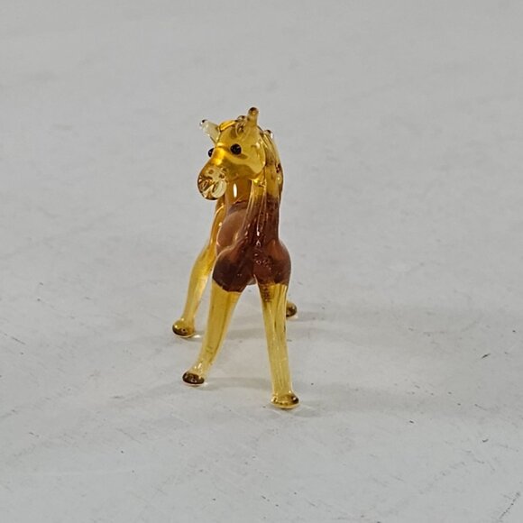 Handcrafted Miniature Amber-Colored Glass Horse Figurine - Picture 2 of 8